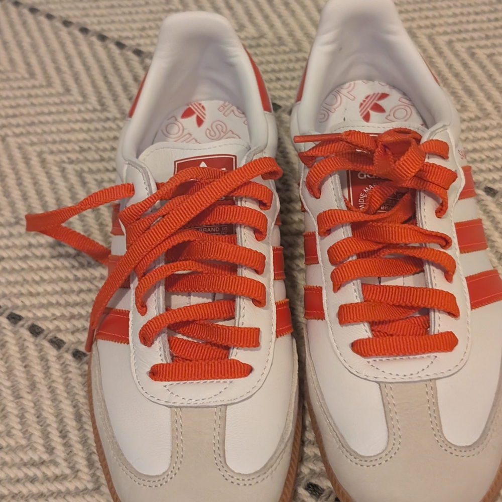 Adidas Samba  White and Red Sneakers Never Worn Nwt W:8